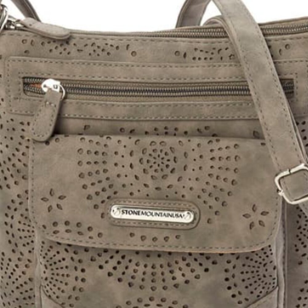 Stone Mountain Nubuck Perforated Vinyl Flap Crossbody